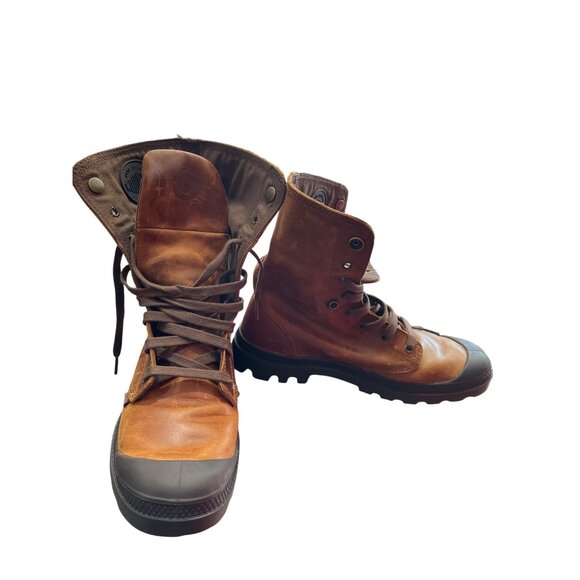 Palladium Mens Brown Leather mid calf Combat Boots size 9 SKU 9092 - Picture 1 of 11